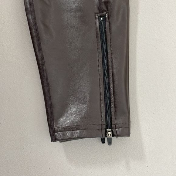 ALC Pants Women's 6 Brown Skinny Faux Leather Zip Up - Picture 12 of 12